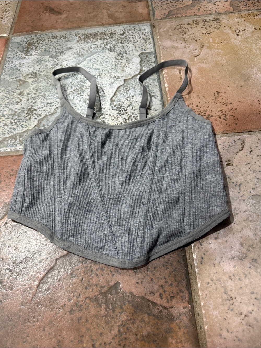 Colsie Gray Ribbed Bralette Tank